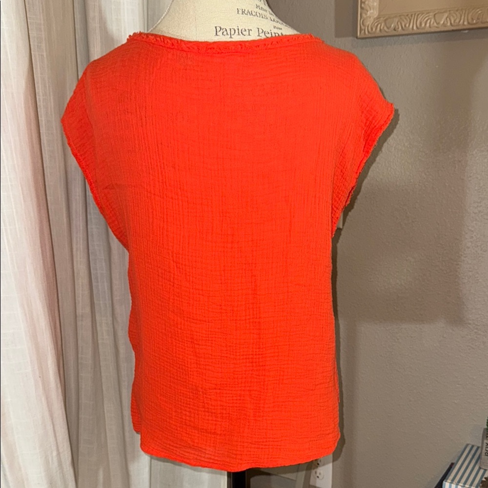 Philosophy Republic Clothing Women's shirt Coral Orange Top shortsleeve blouse S - Picture 3 of 10